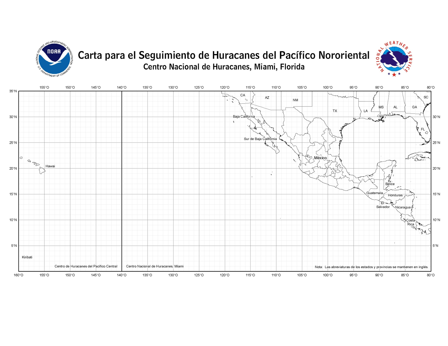 Pacific Ocean Hurricane Chart